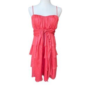 Vtg Y2K Kitty Babydoll Dress‎ Size M Ruffle Tiered Coquette Fairy Coral Salmon